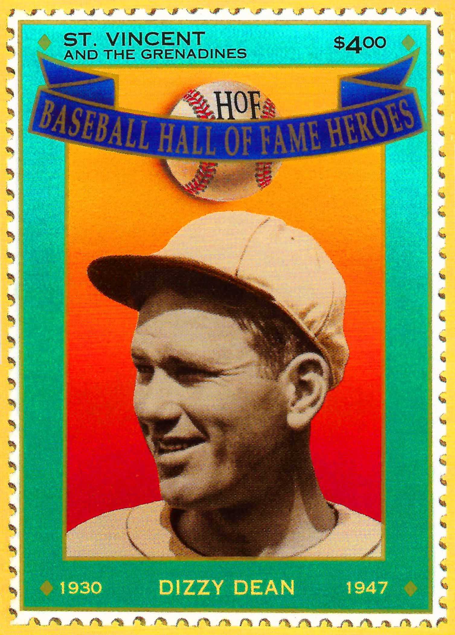 1992 St. Vincent Hall of Fame Heroes Stamps