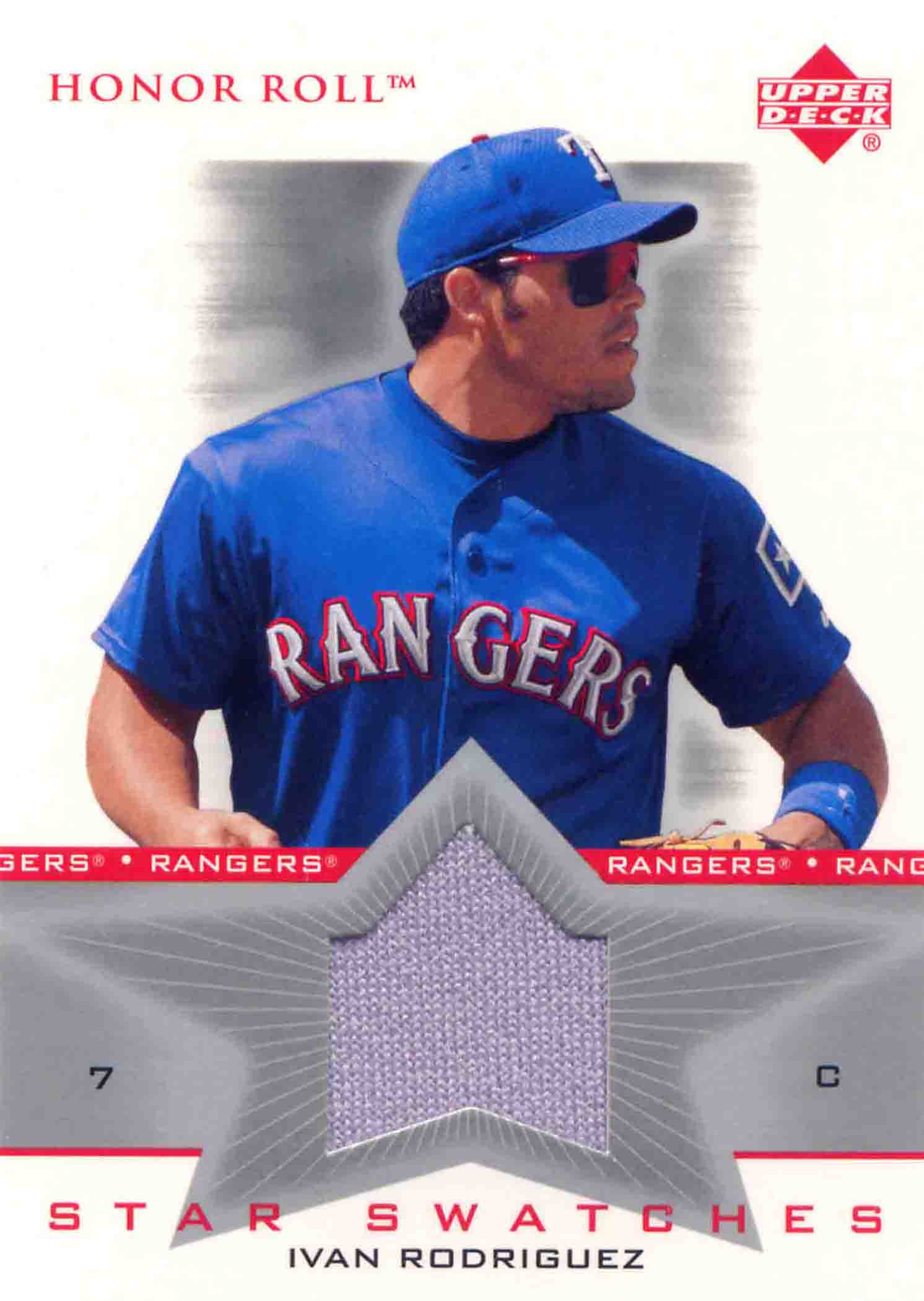 Ivan Rodriguez player worn jersey patch baseball card (Texas Rangers) 2001  Upper Deck Legends #J-IR at 's Sports Collectibles Store