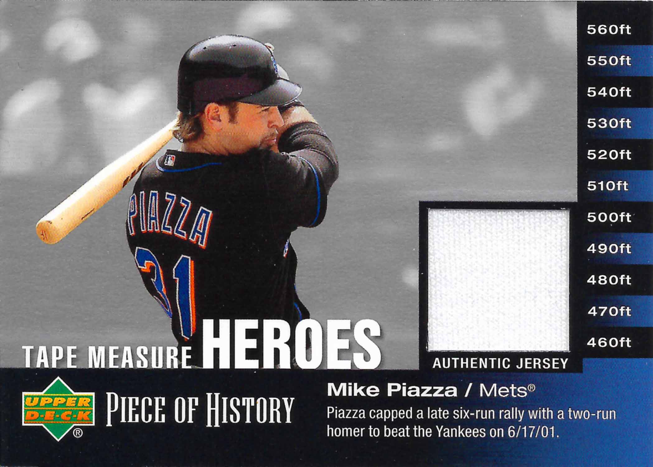 2002 UD Piece of History Tape Measure Heroes Jersey