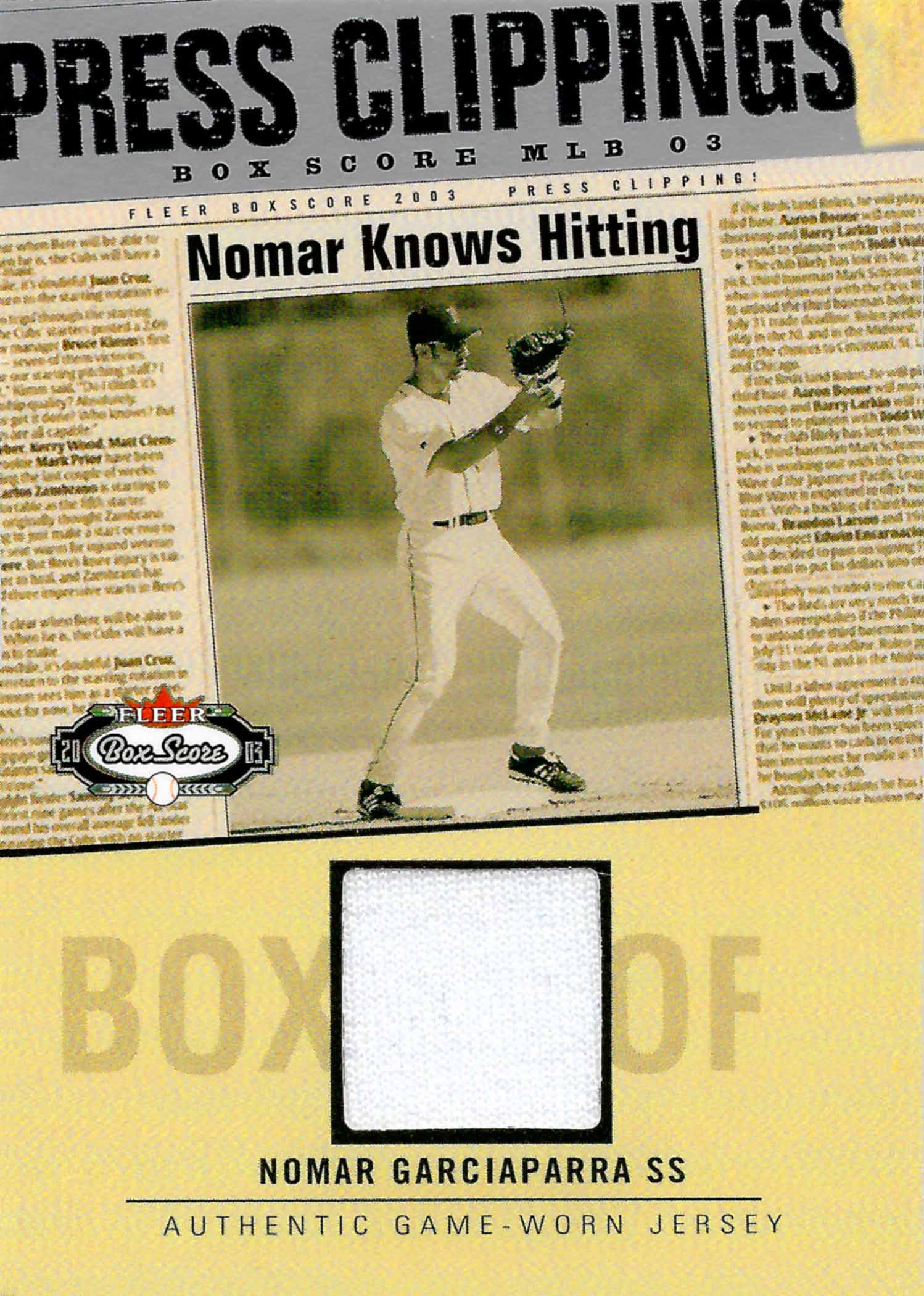 2003 Fleer Box Score Press Clippings Game Jersey