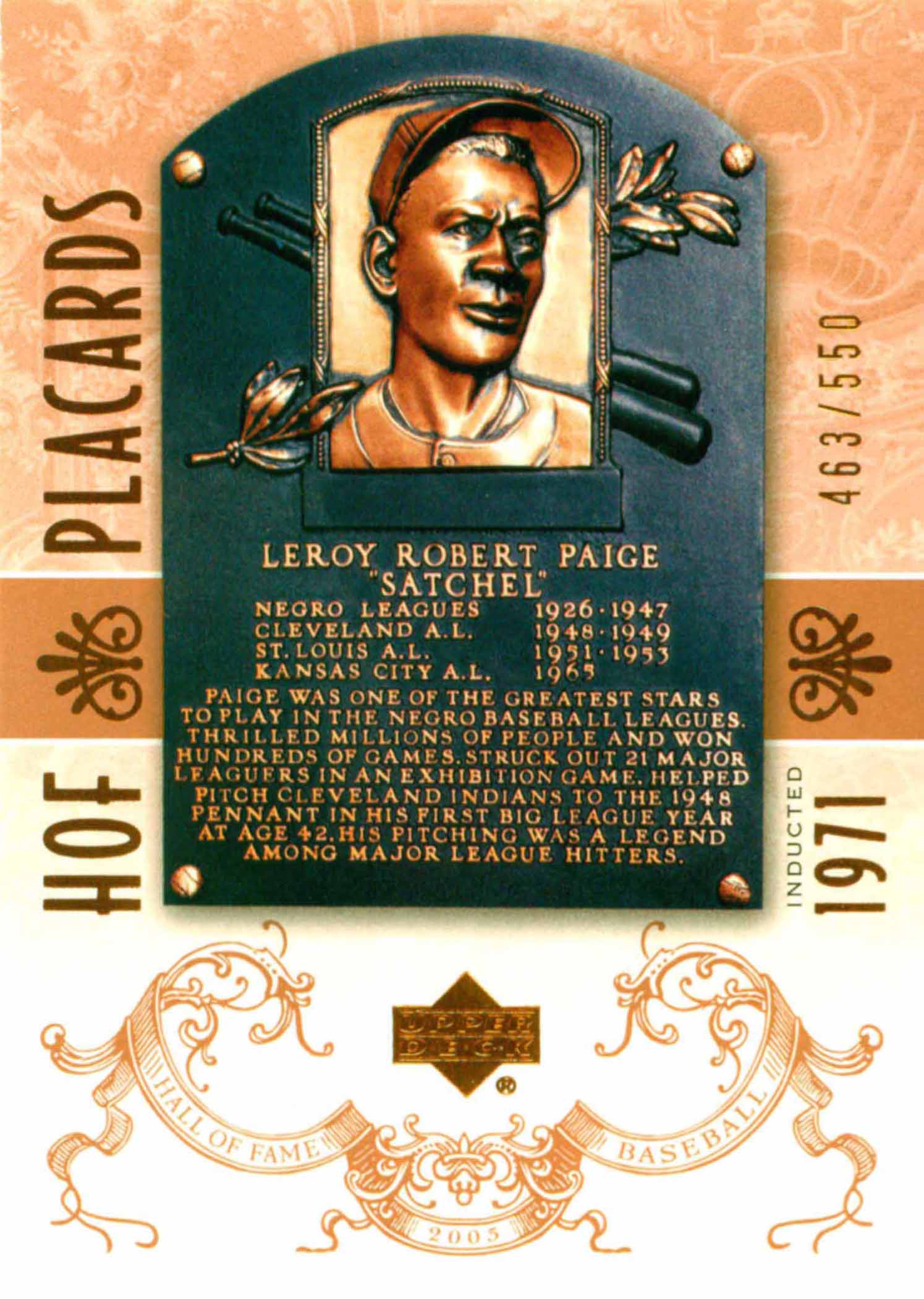 2005 Upper Deck Hall of Fame Placards