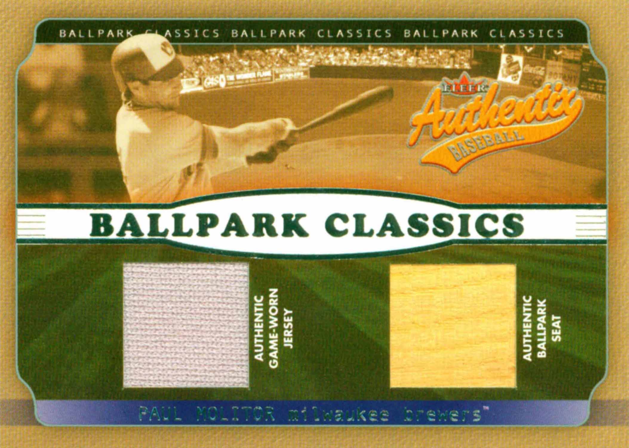 2002 Fleer Authentix Ballpark Classics Memorabilia Gold Jersey-Seat