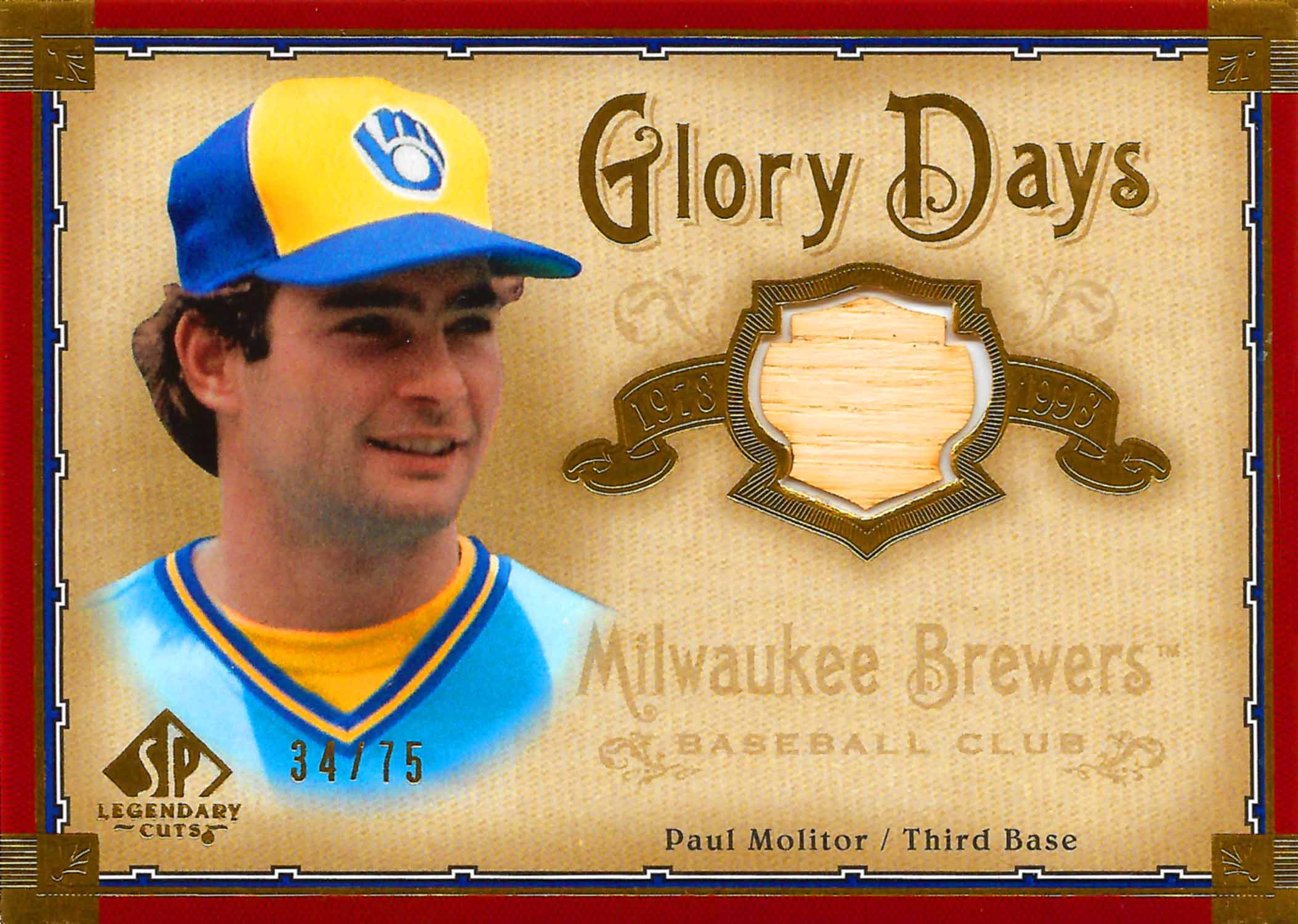 2005 SP Legendary Cuts Glory Days Material Gold Bat