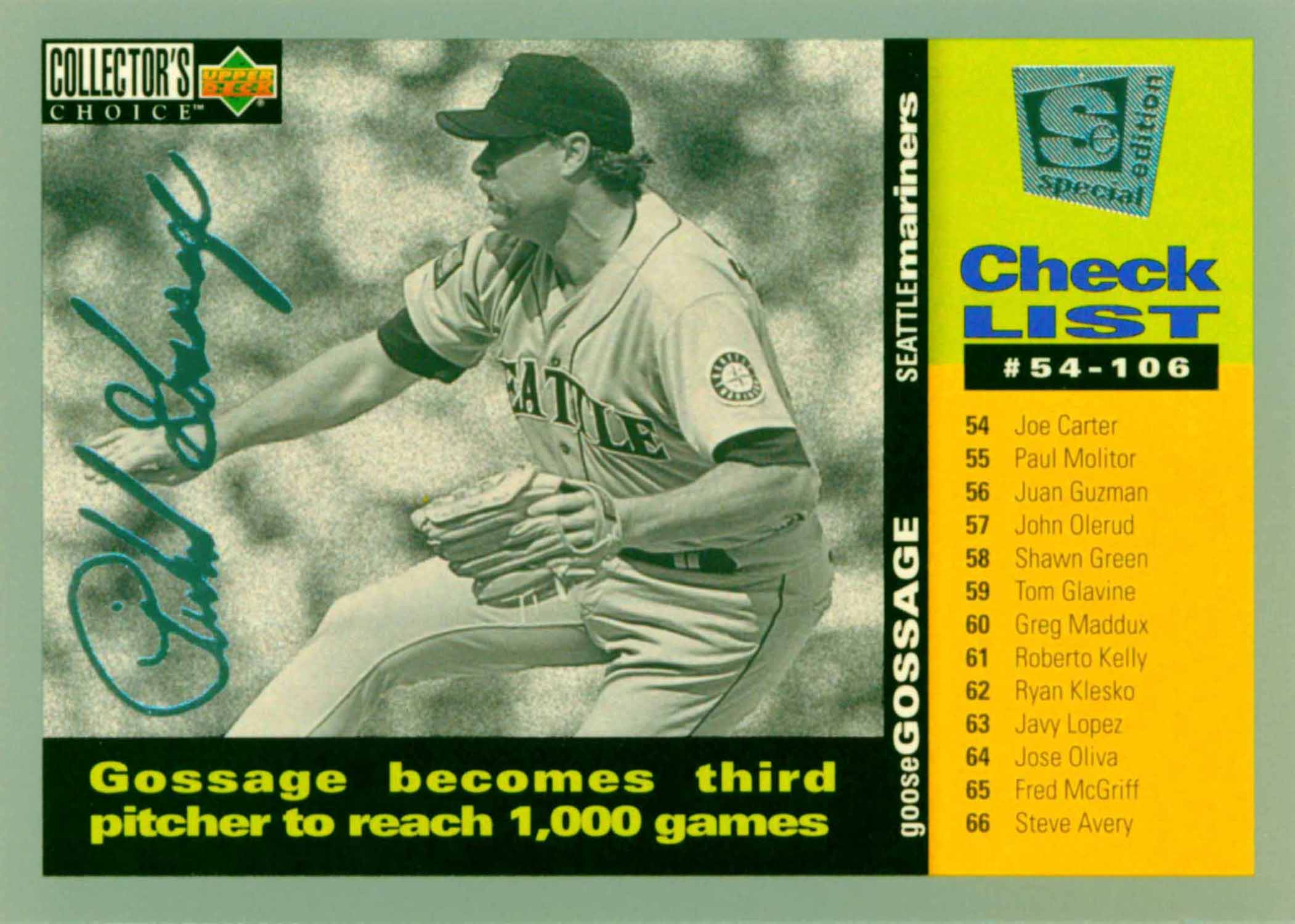 1995 Collector's Choice SE Silver Signature Checklist