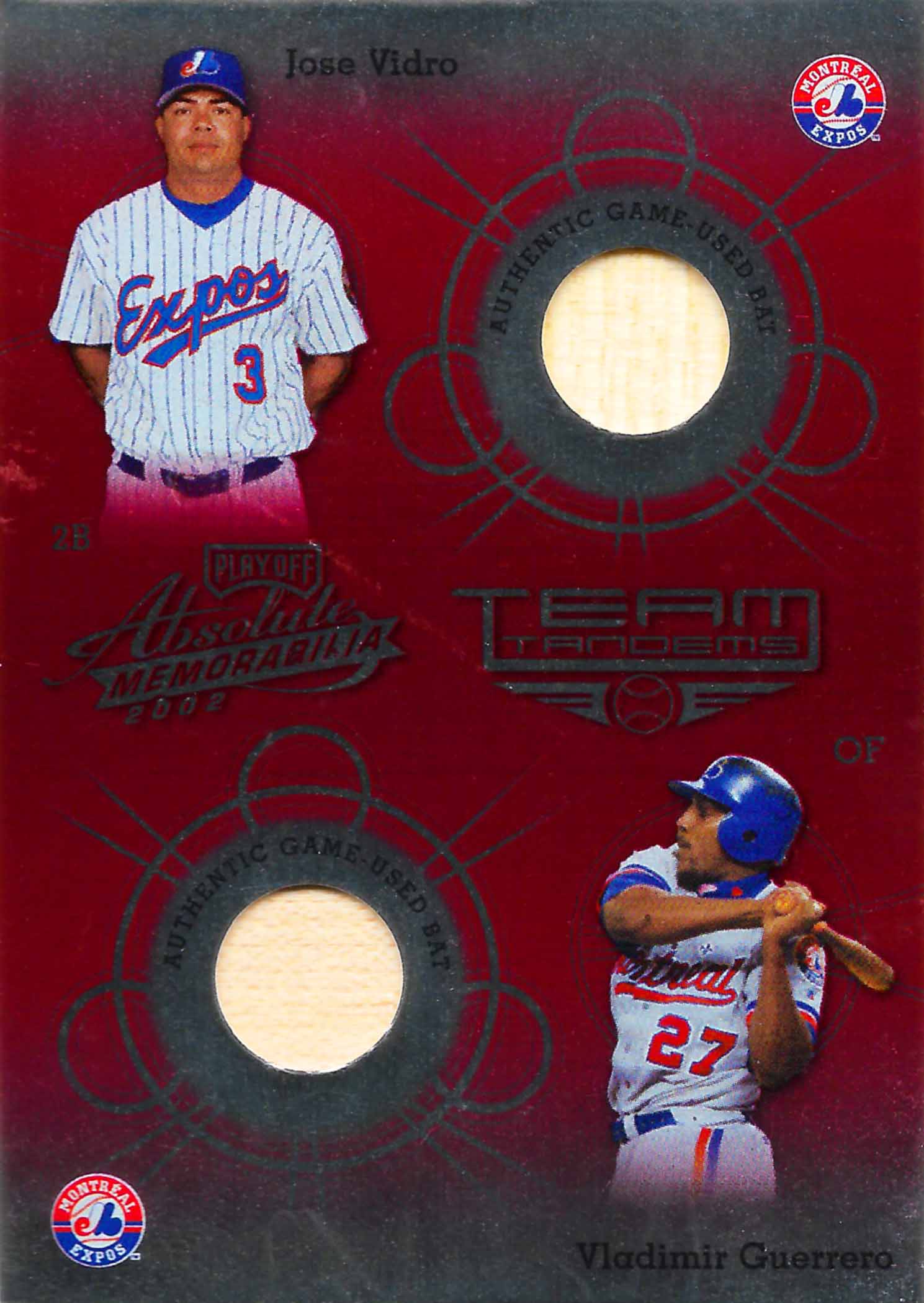 2002 Absolute Memorabilia Team Tandems Materials Bats