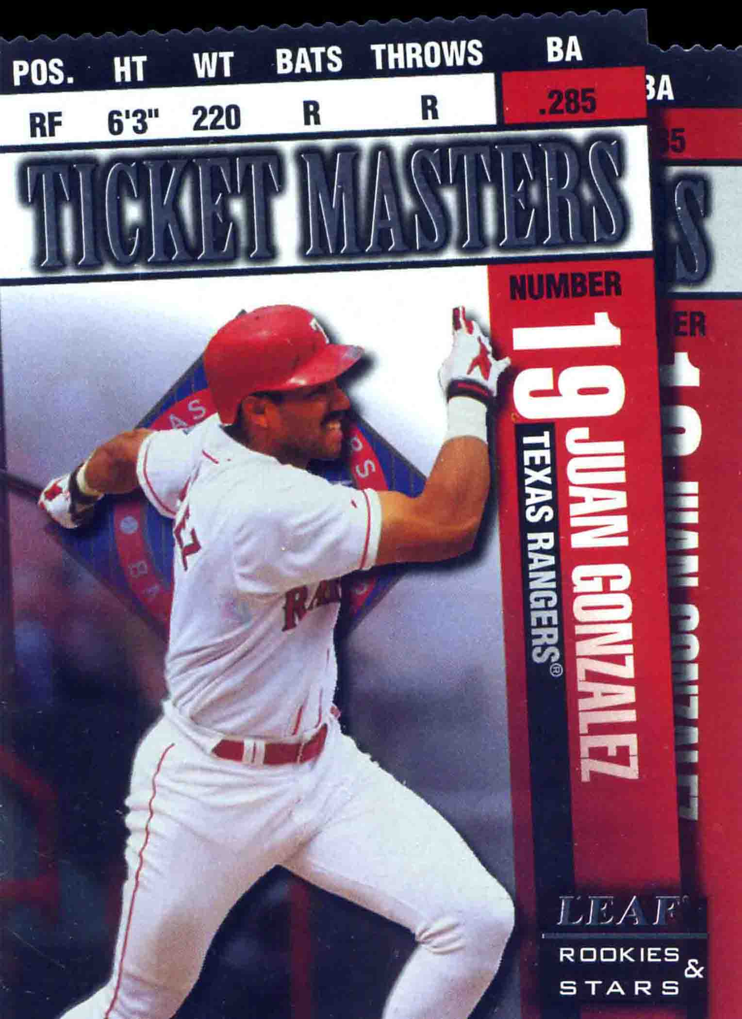 1998 Leaf Rookies and Stars Ticket Masters Die Cuts