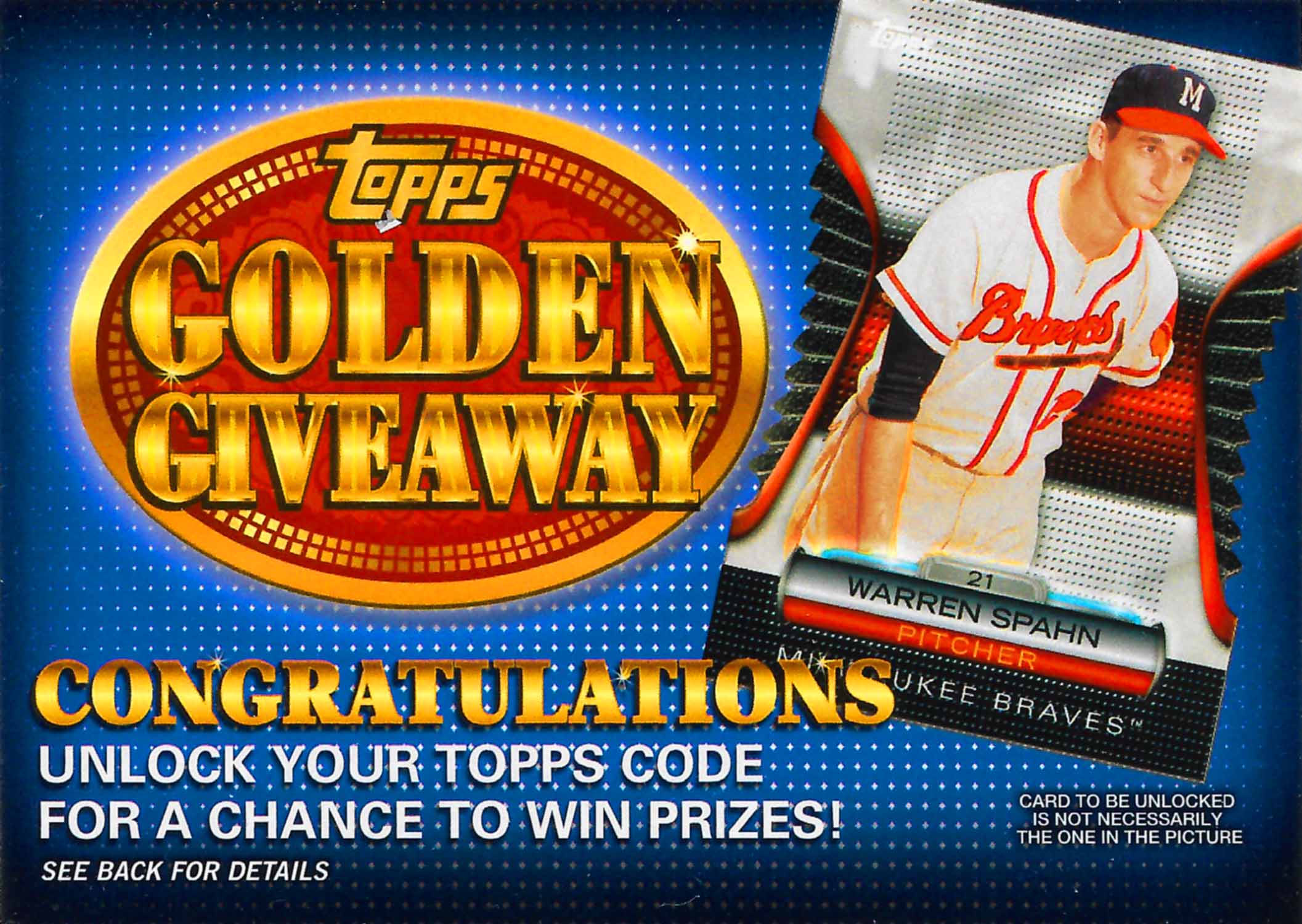 2012 Topps Golden Giveaway Code Cards